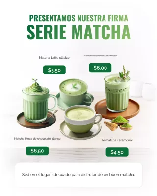 Publicación de Instagram sobre la promoción del matcha Green Modern