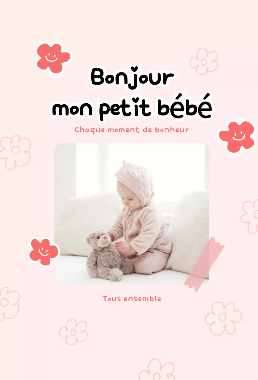 Carte postale « Bébé rose » : une belle parentalité
