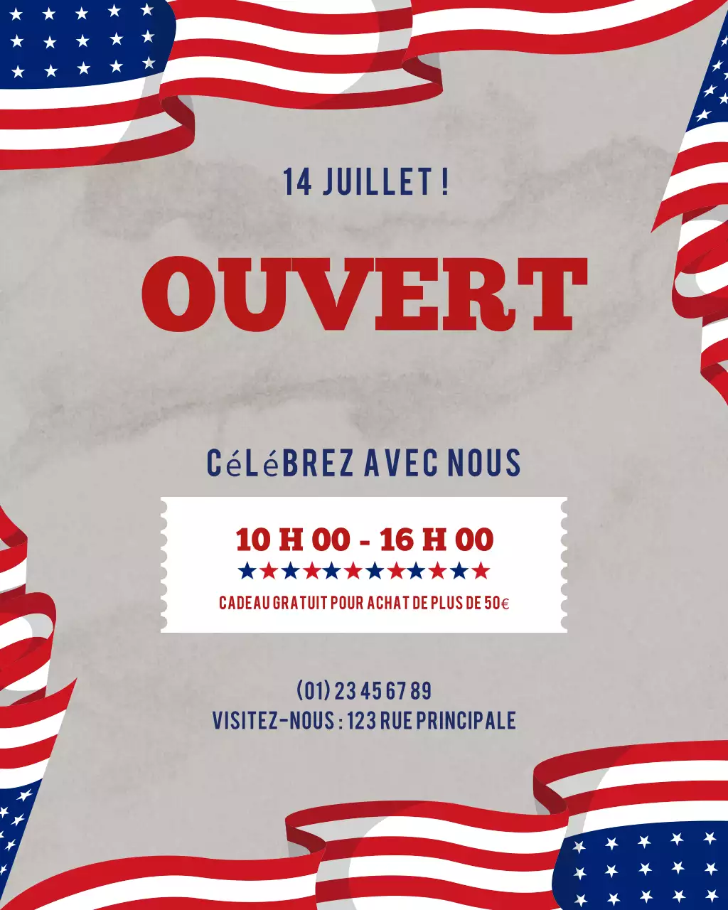 Publication Instagram d'annonce de vacances patriotiques rouges