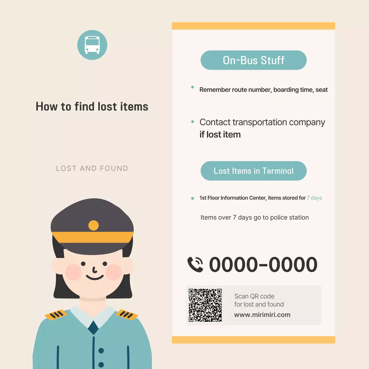 Informasi kehilangan dan penemuan bus antarkota berwarna krem ​​dan bersih