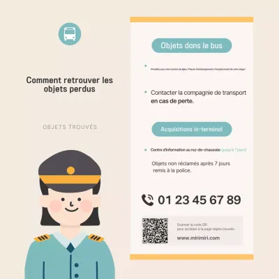 Informations sur les objets trouvés des bus interurbains beiges et propres