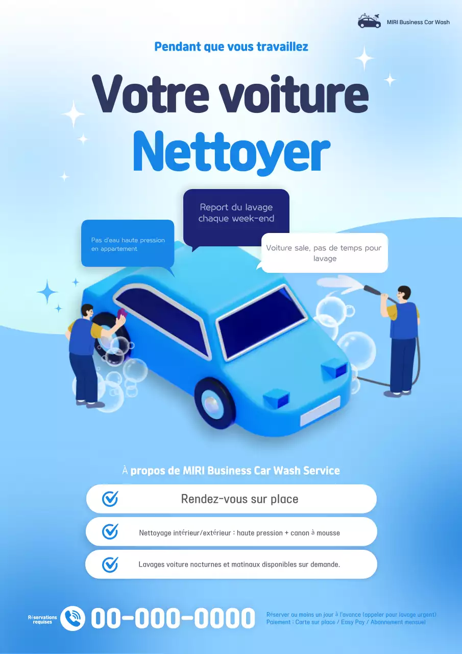 Publicité pour un lave-auto moderne bleu ciel
