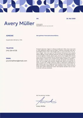 Blau-weißes geometrisches Anschreiben Poster