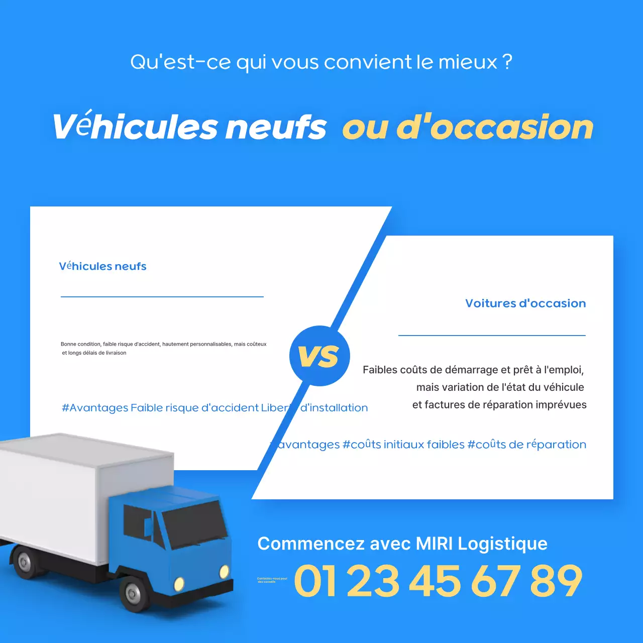 Publicité pour une voiture bleue moderne