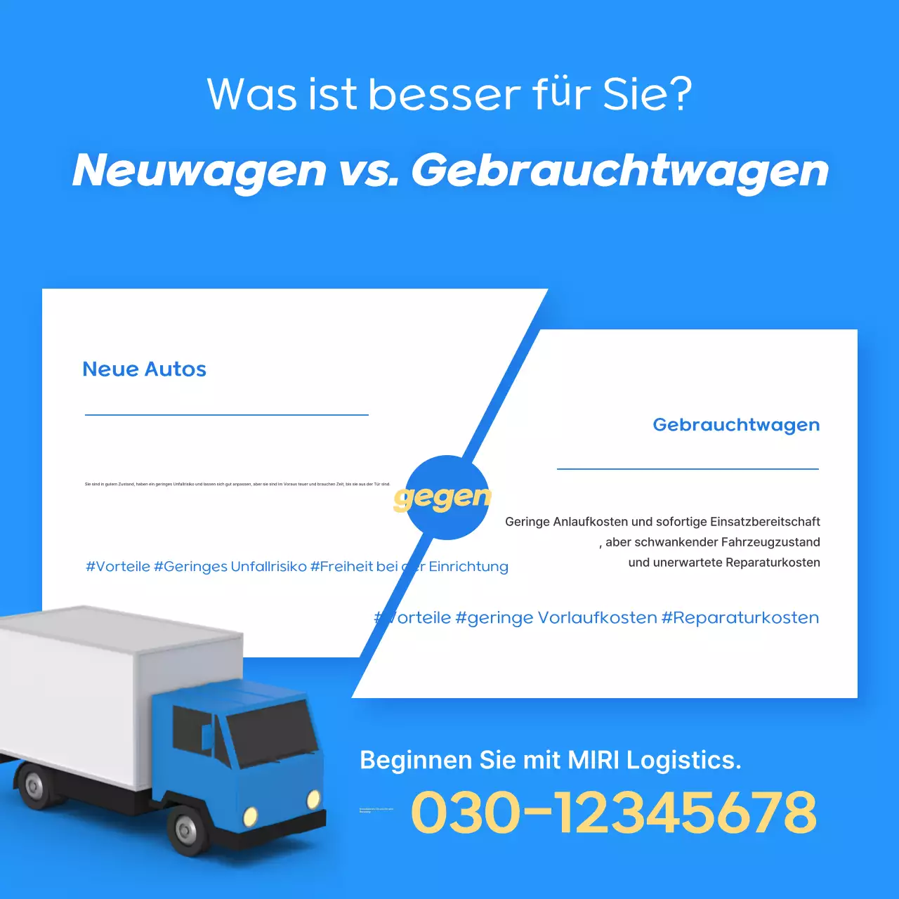 Blaue moderne Autowerbung