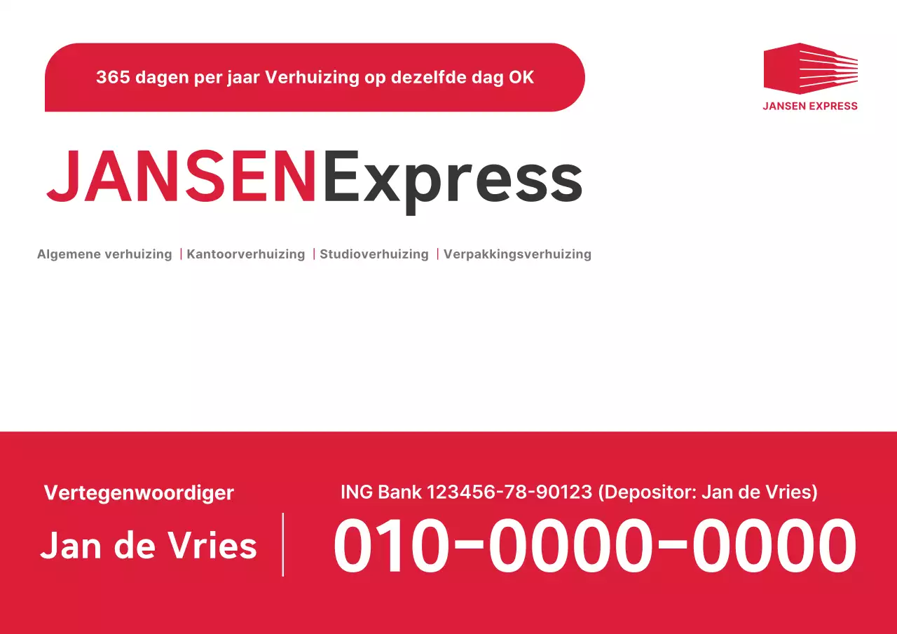 Rode moderne Yongdal verhuisadvertentie