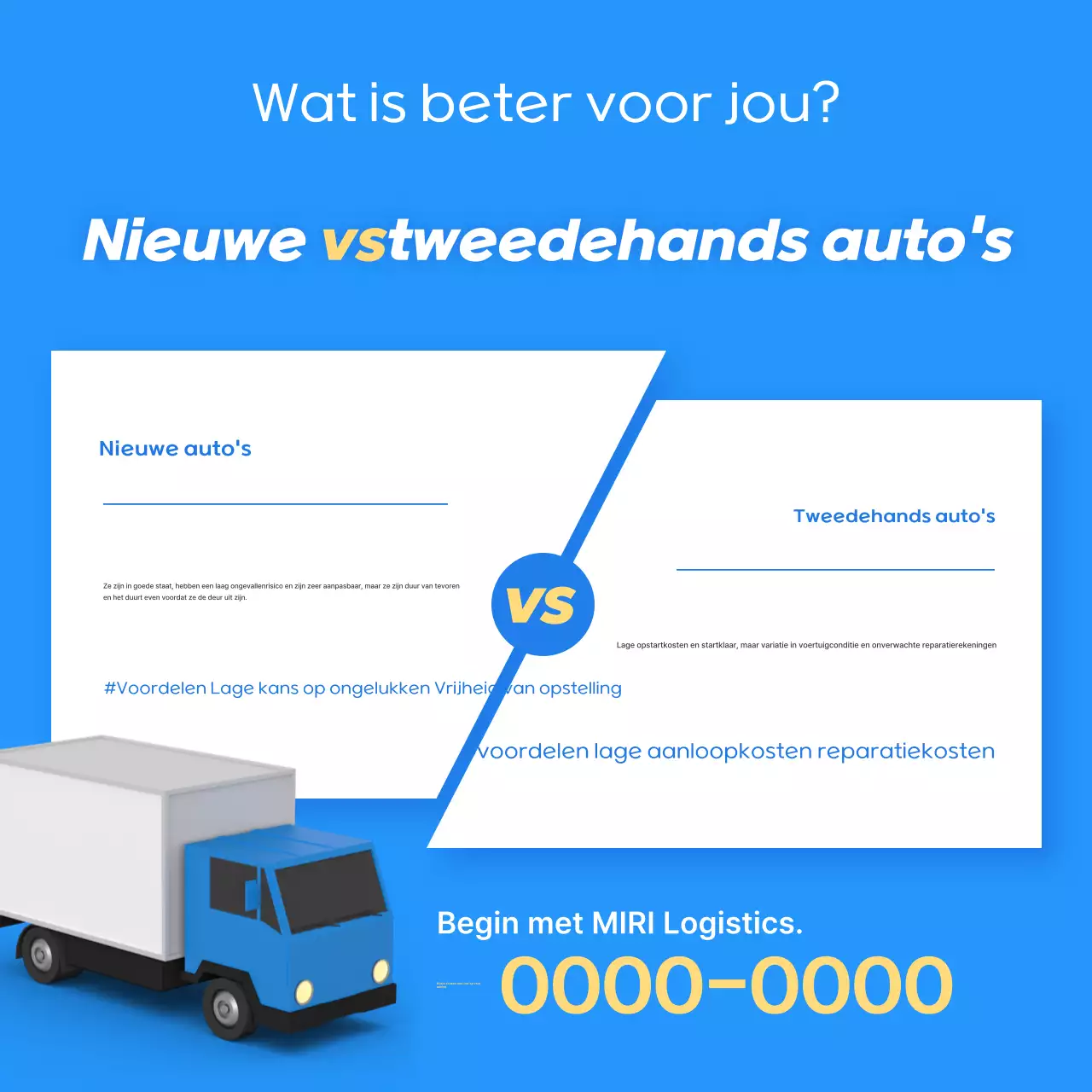 Blauwe moderne auto-advertentie