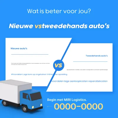 Blauwe moderne auto-advertentie