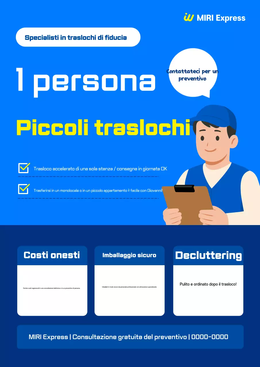 Promozione del servizio Blue's Simple Moving Center