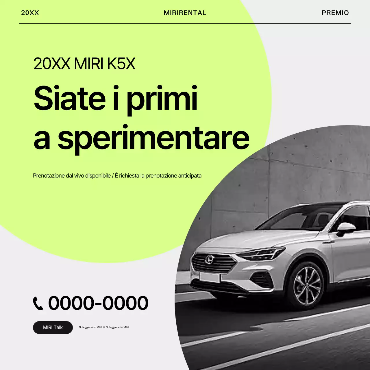 Annuncio semplice per auto a noleggio in grigio e verde lime
