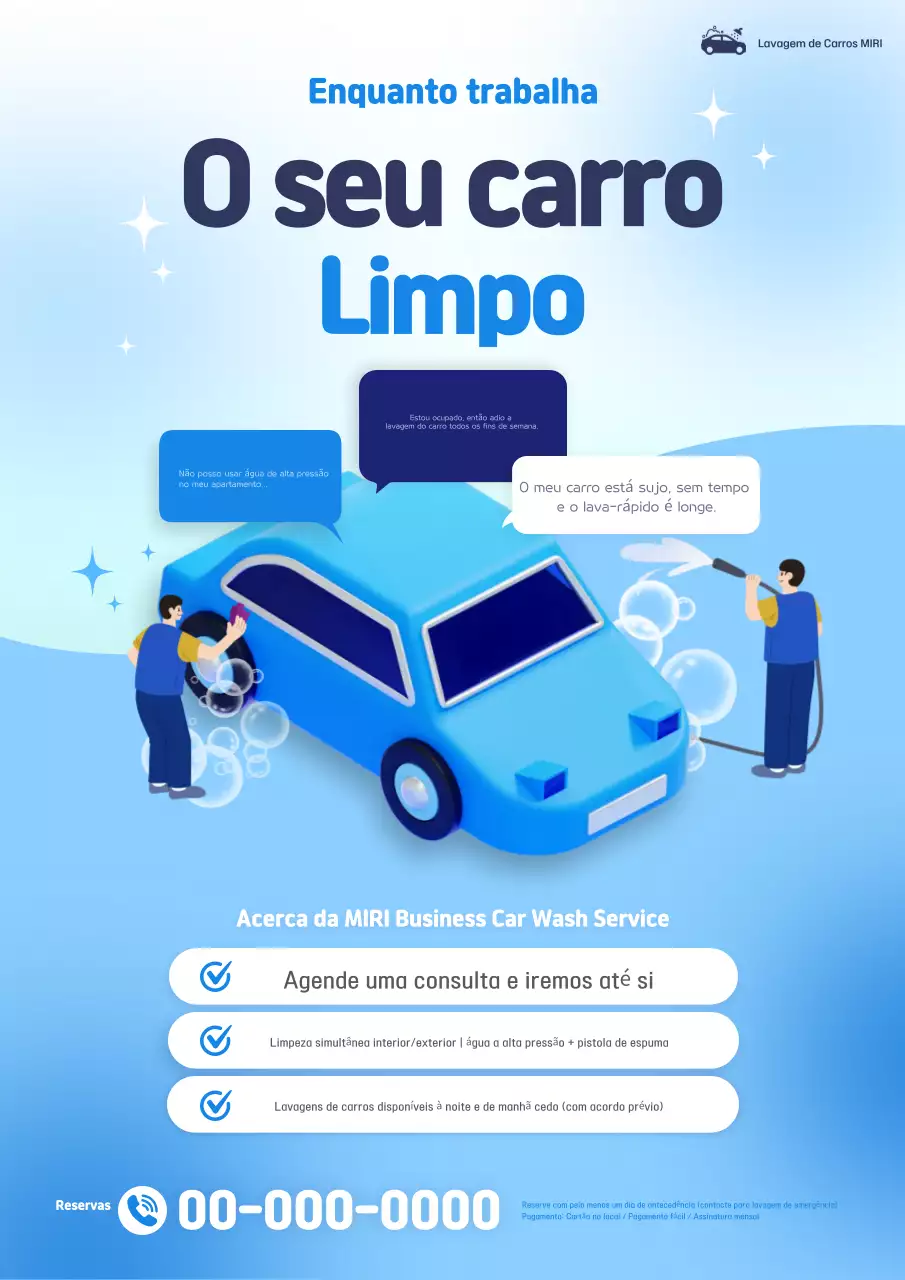 Anúncio de lavagem de carros moderna azul-celeste
