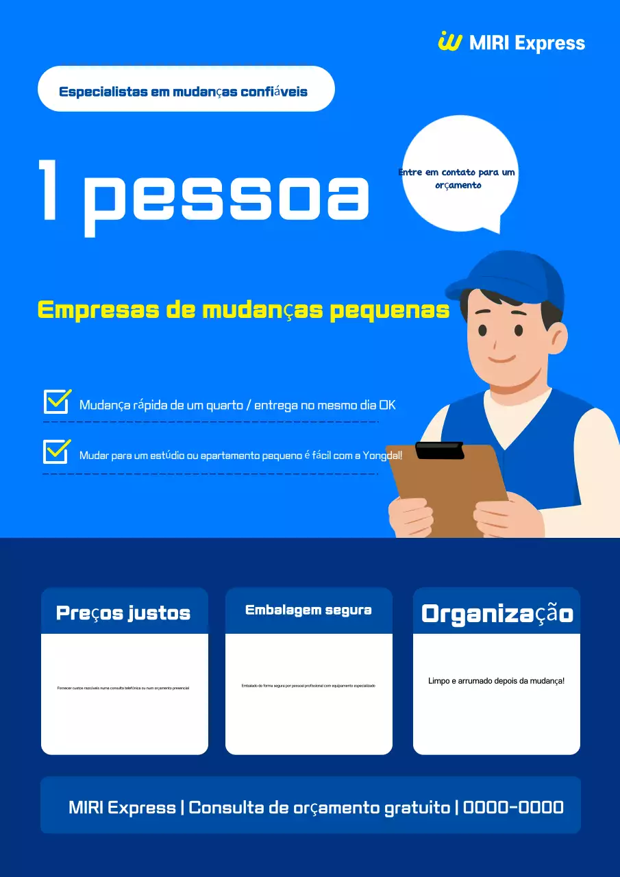 Promoção de serviços do Blue's Simple Moving Center