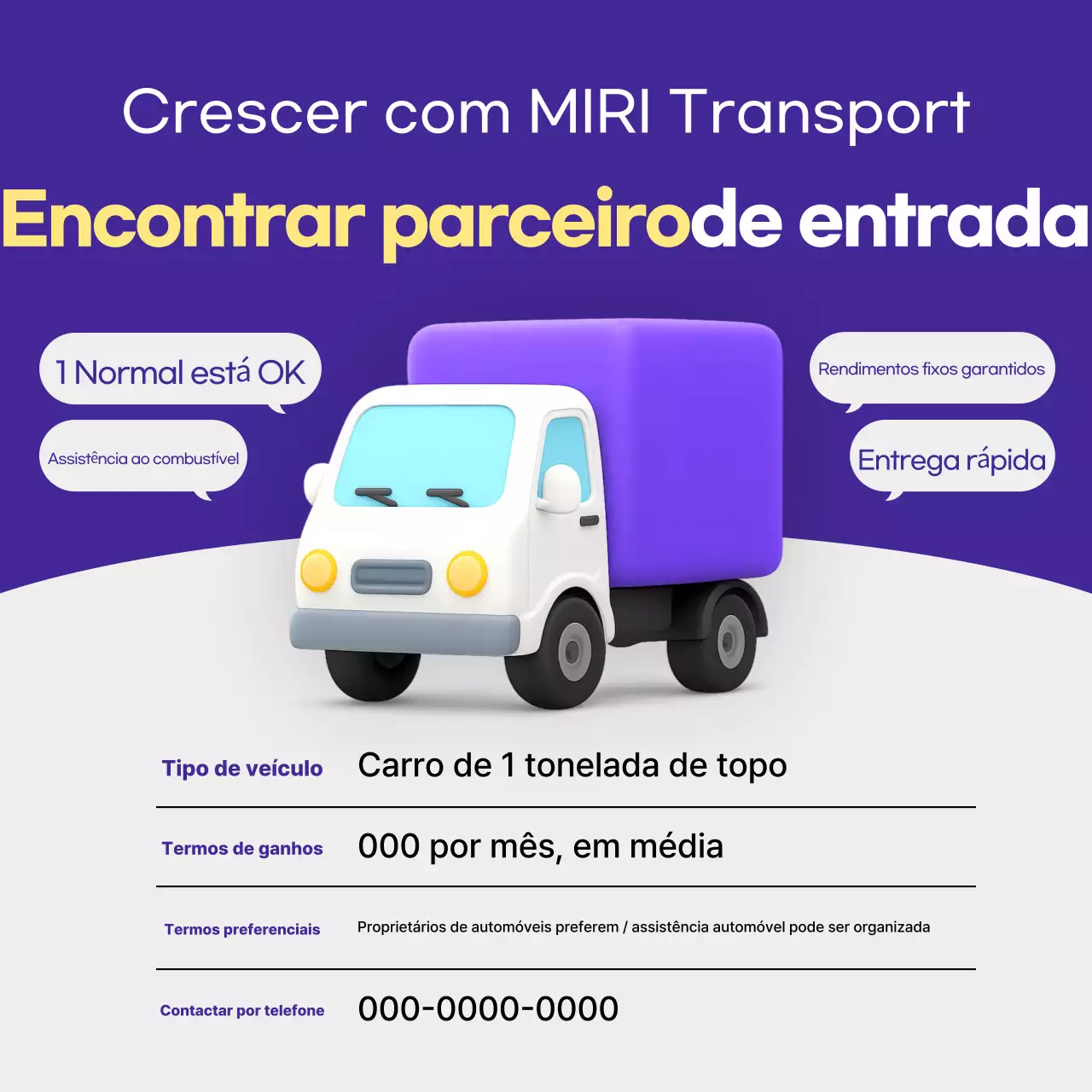 Anúncio de recrutamento de motorista de caminhão da Bora Simple Logistics