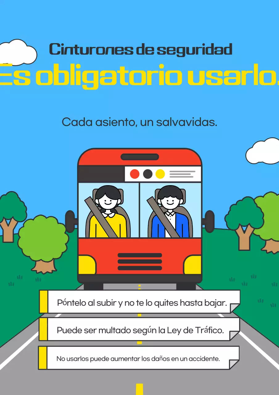 Campaña del cinturón de seguridad para autobuses Blue Simple