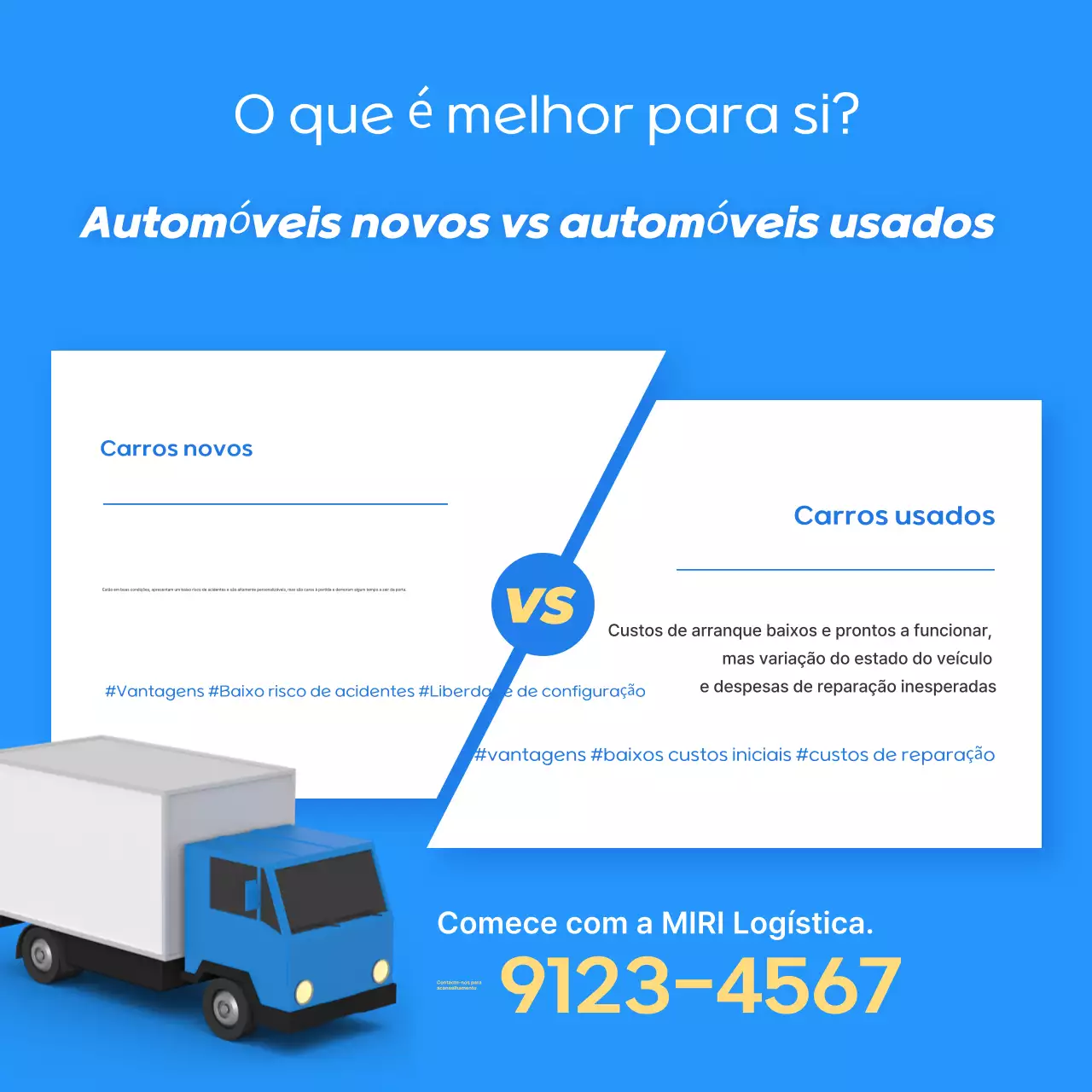 Anúncio de carro moderno azul
