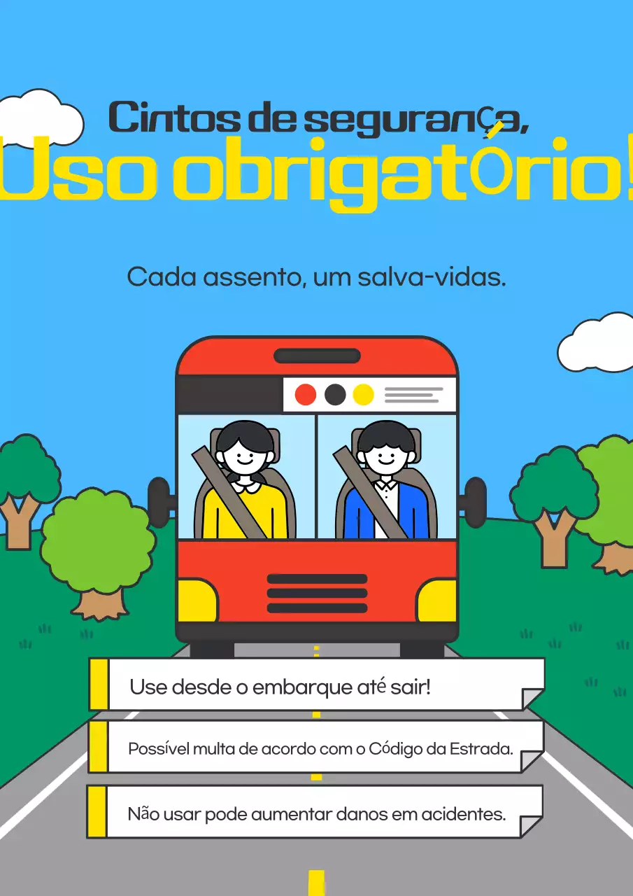 Campanha do cinto de segurança do ônibus Blue Simple