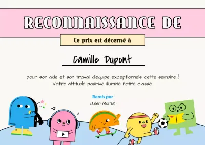 Certificat d'étudiant ludique rose