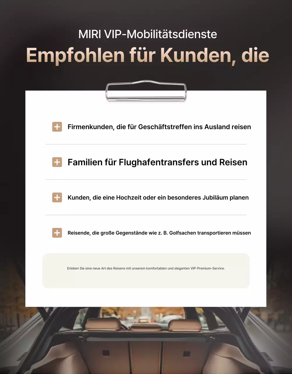 Schwarze Luxusmobilitätswerbung