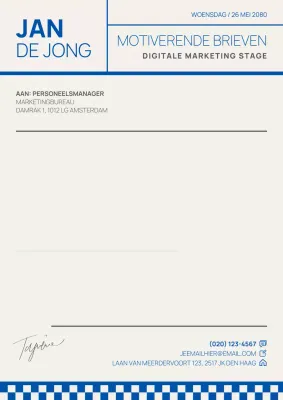 Minimalistische grijs-blauwe sollicitatiebrief voor een sollicitatieposter