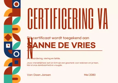 Kleurrijke moderne certificaatdocumentposter