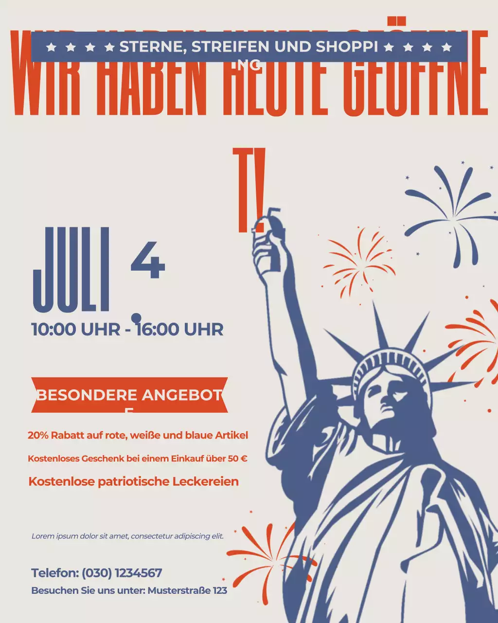 Orange Retro-Instagram-Promotion zum Unabhängigkeitstag