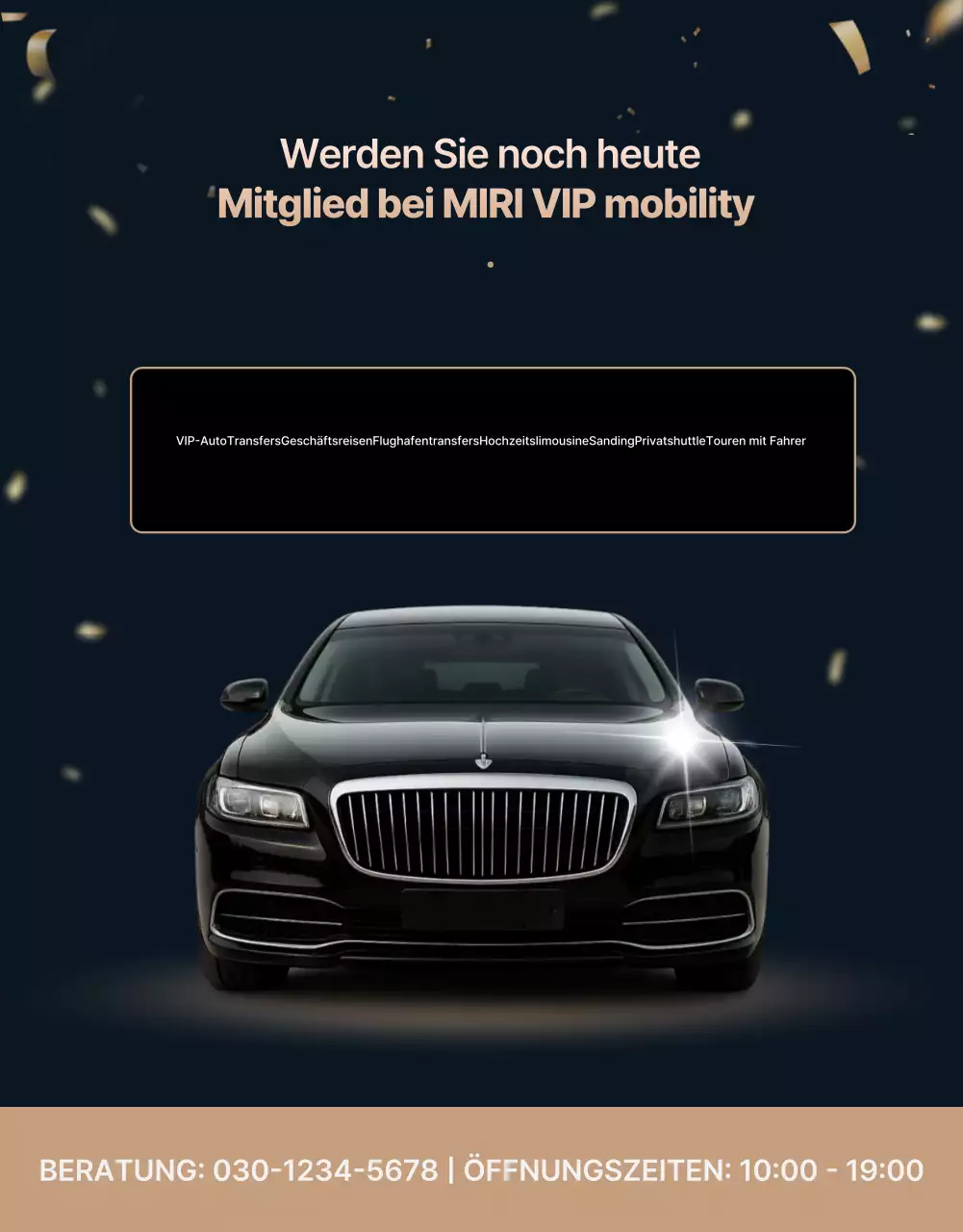 Schwarze Luxusmobilitätswerbung