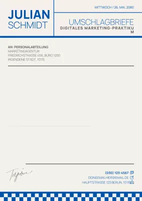 Minimalistisches grau-blaues Anschreiben für die Bewerbung Poster