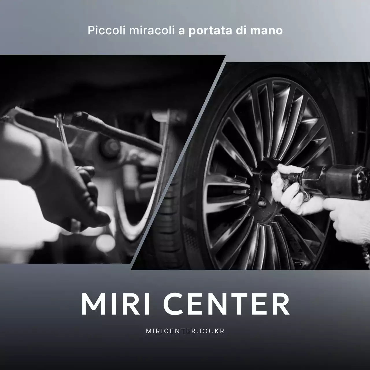 Annuncio pubblicitario di riparazione auto moderna grigia