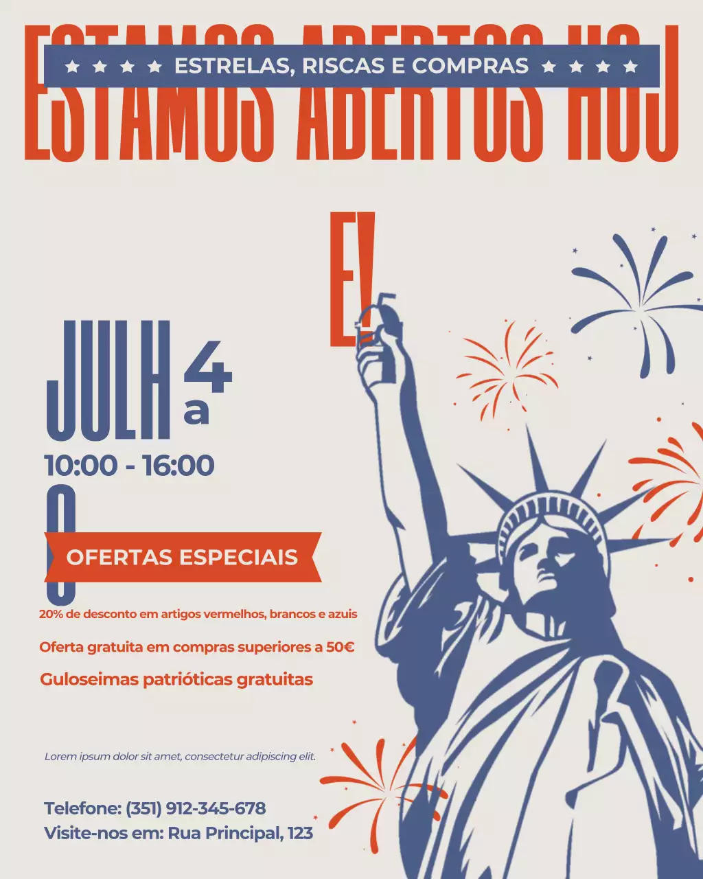 Postagem de promoção do Dia da Independência em laranja retrô no Instagram