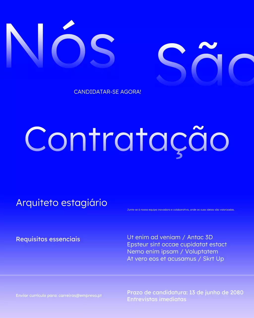 Postagem moderna e moderna de contratação em azul no Instagram