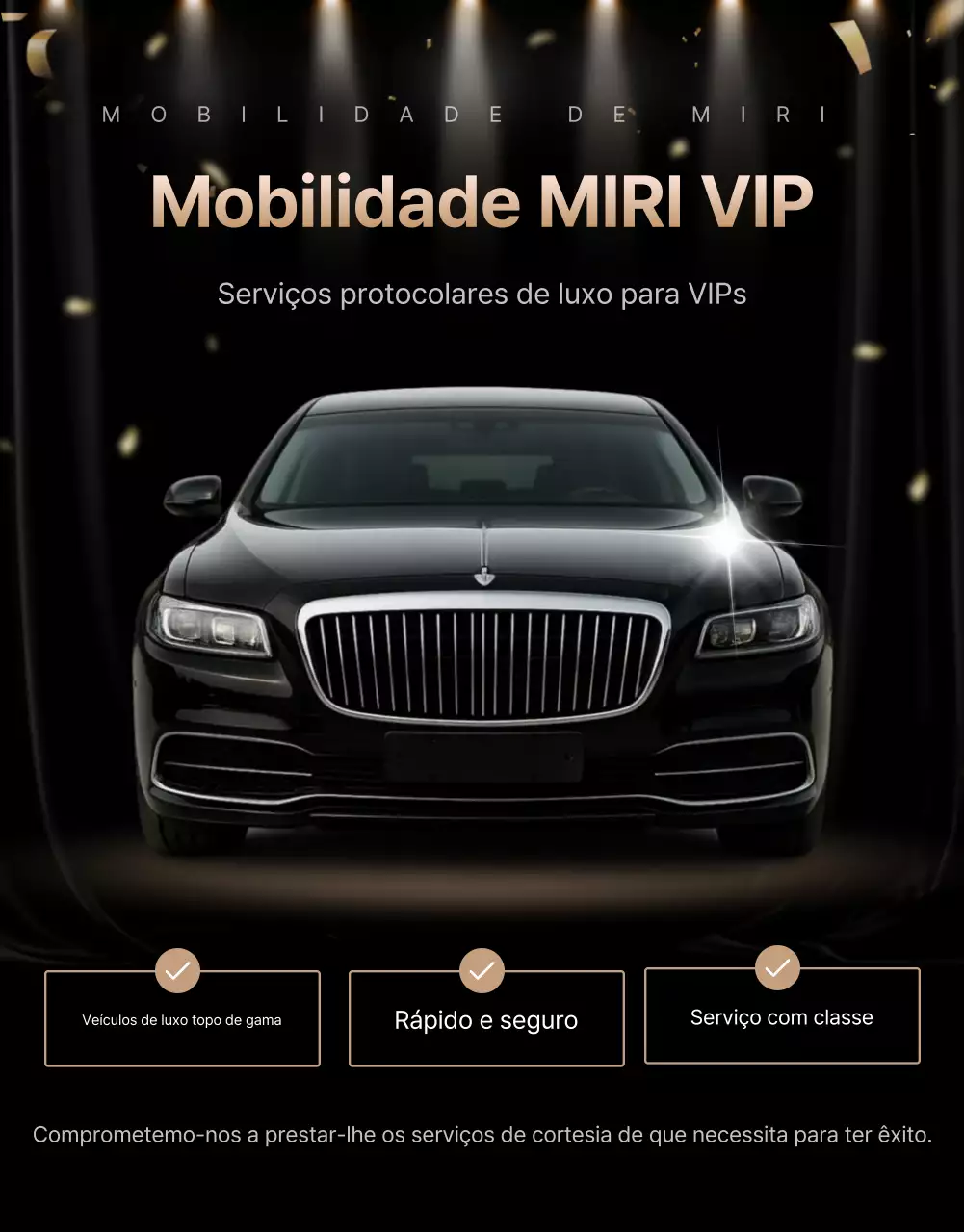 Anúncio de mobilidade de luxo preto