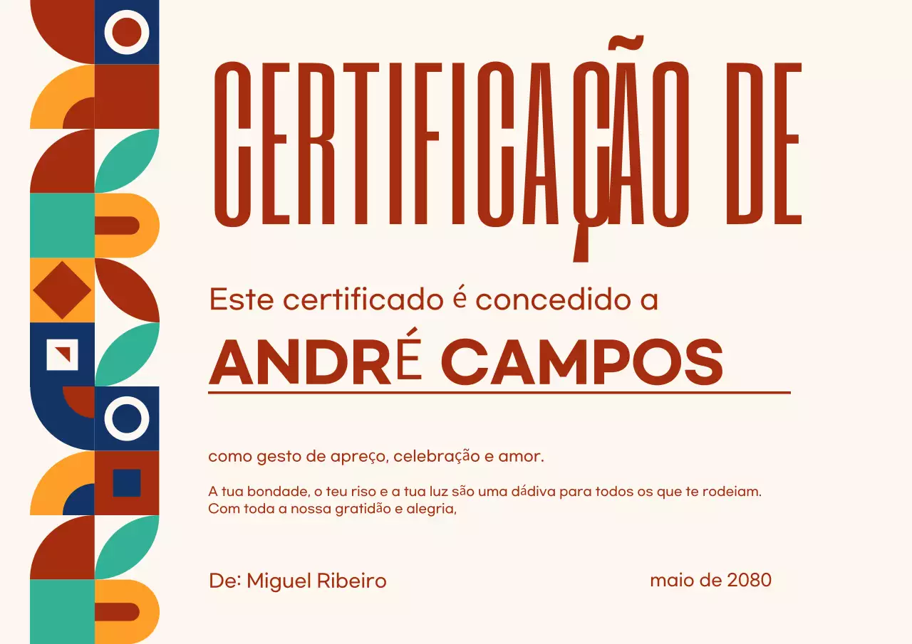 Cartaz de documento de certificado moderno e colorido