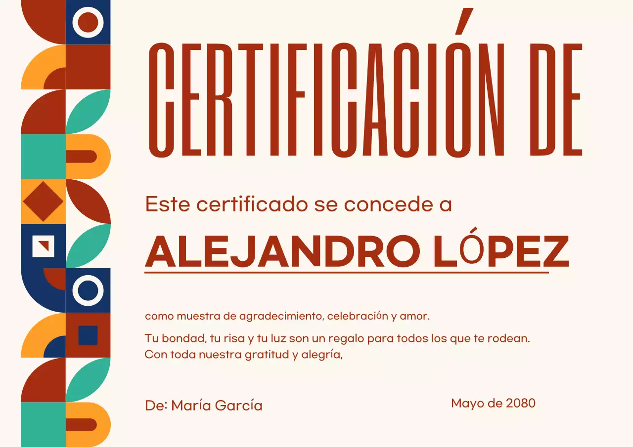 Póster de documento de certificado moderno y colorido