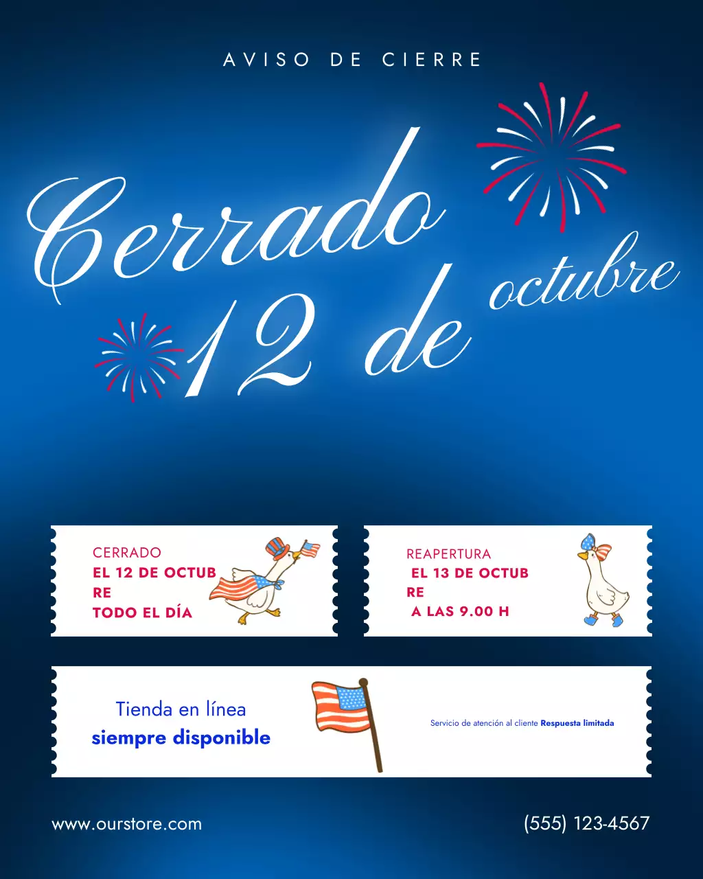 Anuncio festivo azul