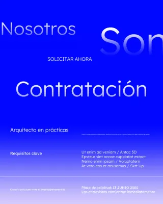 Publicación de Instagram de contratación moderna y de moda en azul