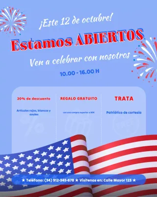 Publicación de Instagram sobre el horario del 4 de julio