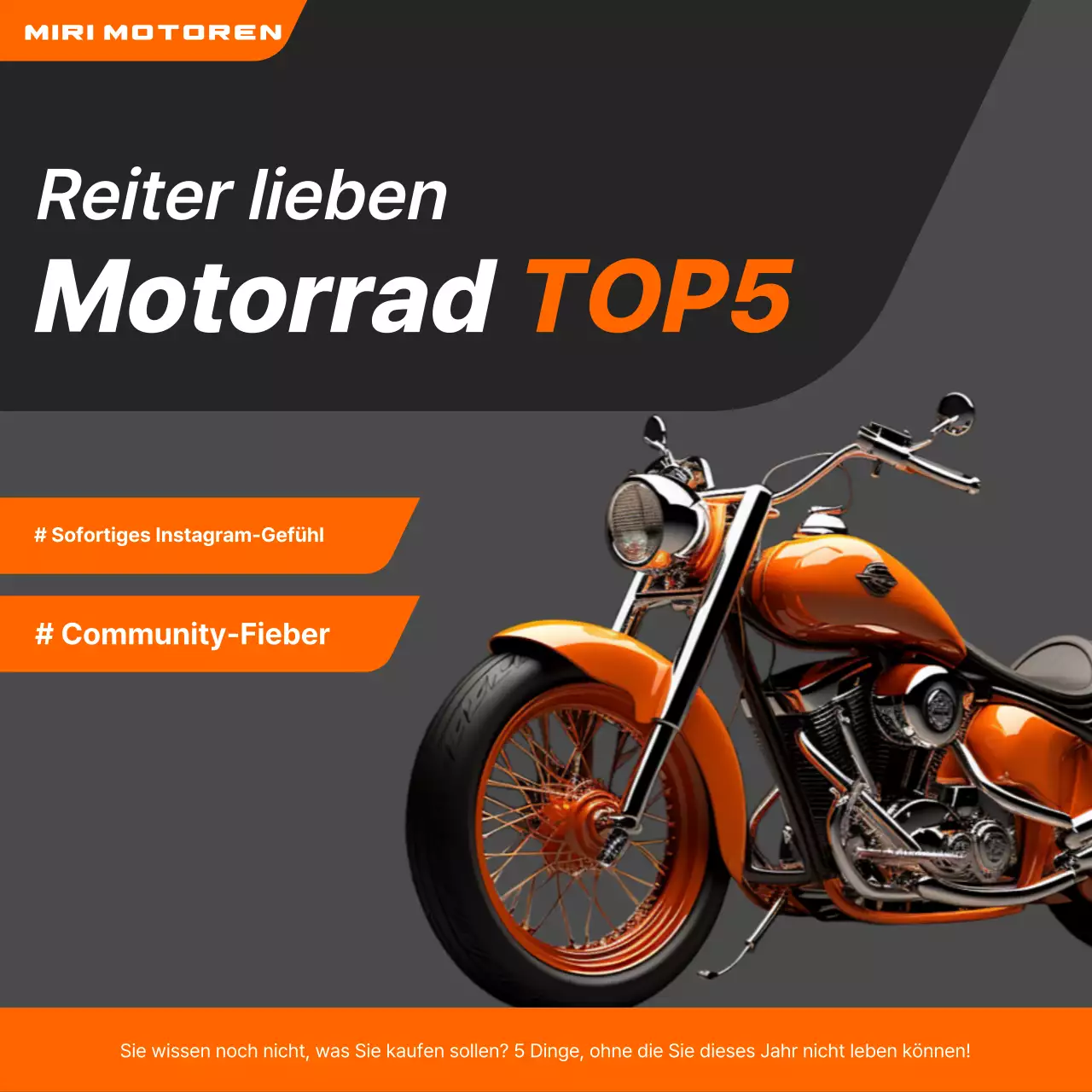 Orange moderne Motorradwerbung