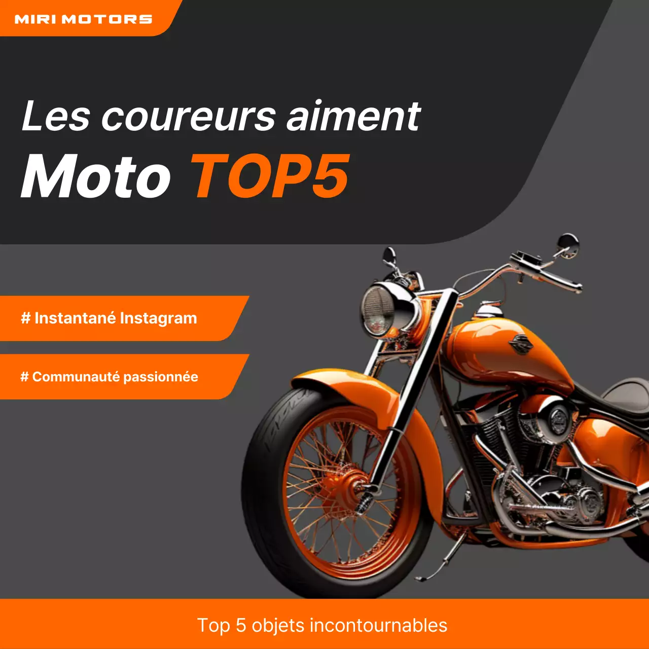 Publicité pour une moto moderne orange