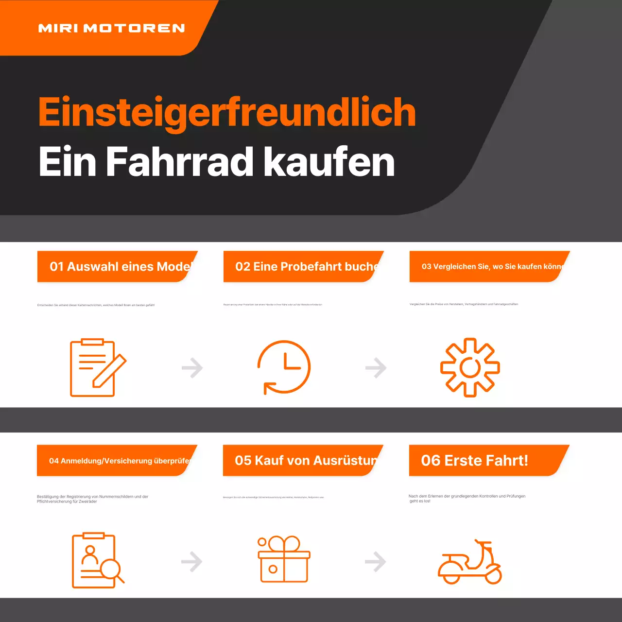 Orange moderne Motorradwerbung