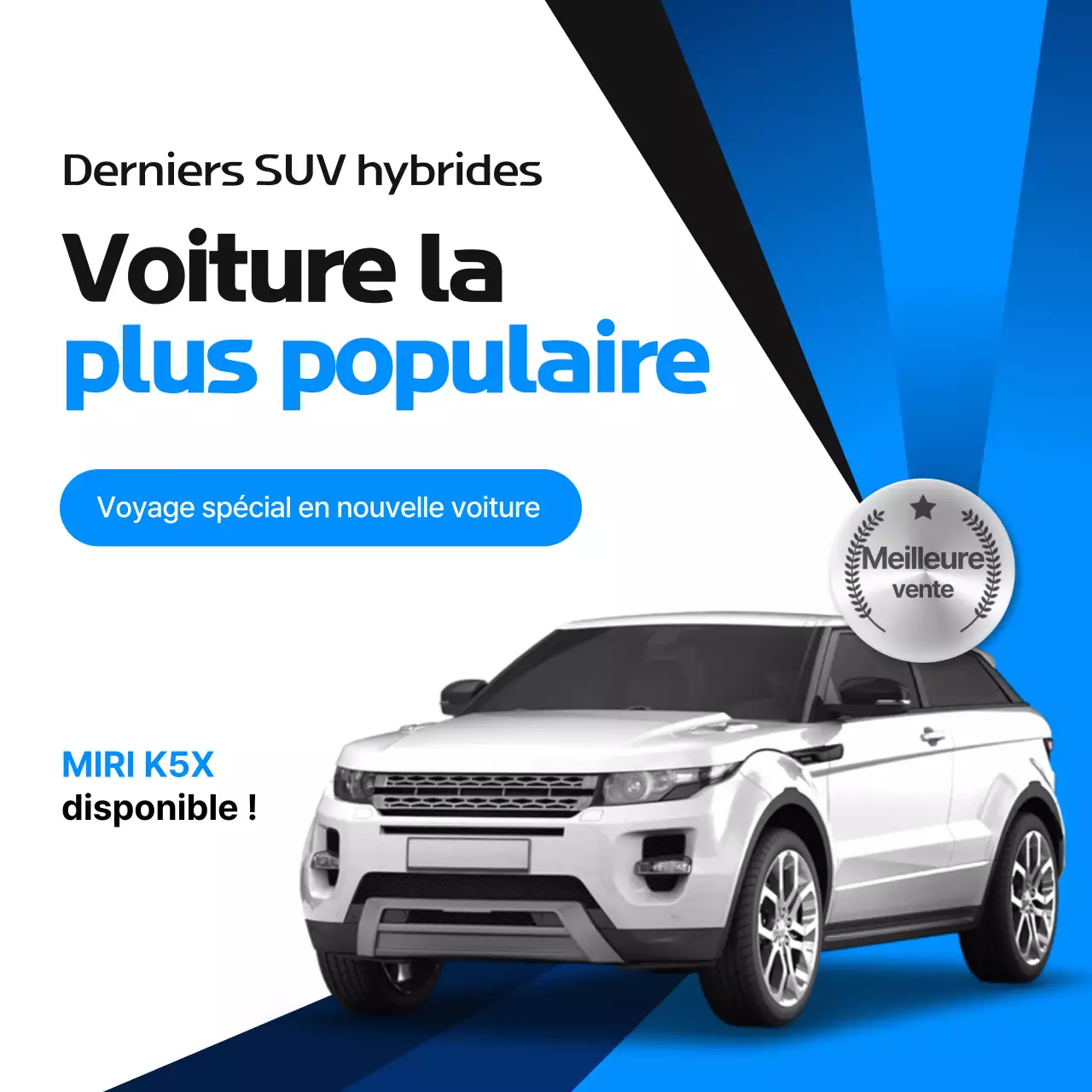Publicité pour une voiture bleue moderne