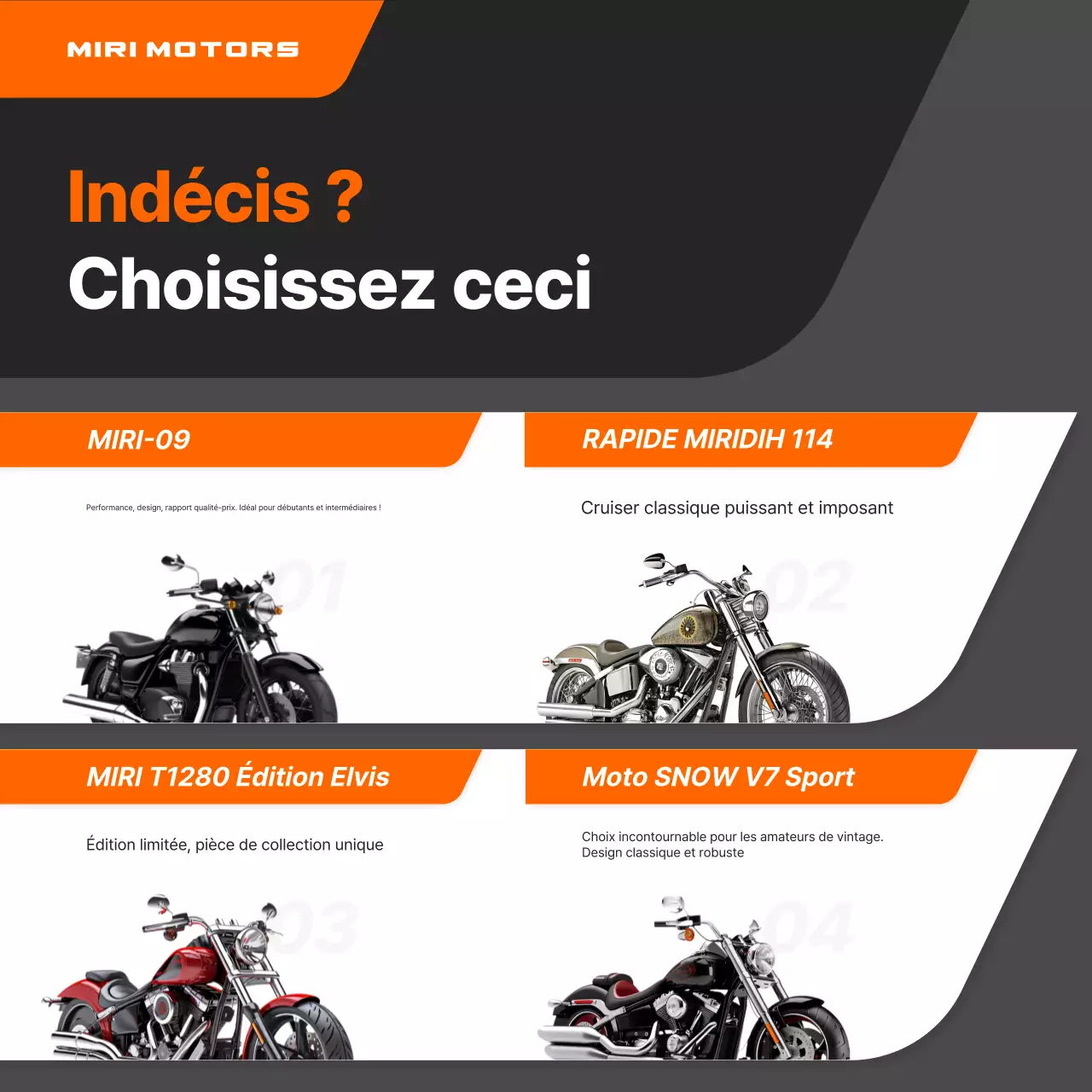 Publicité pour une moto moderne orange