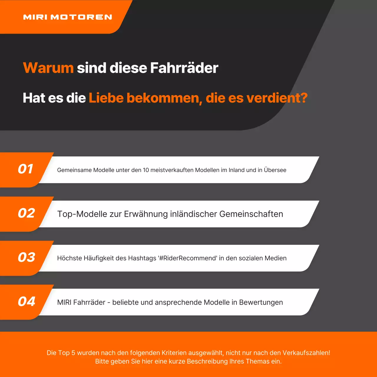 Orange moderne Motorradwerbung