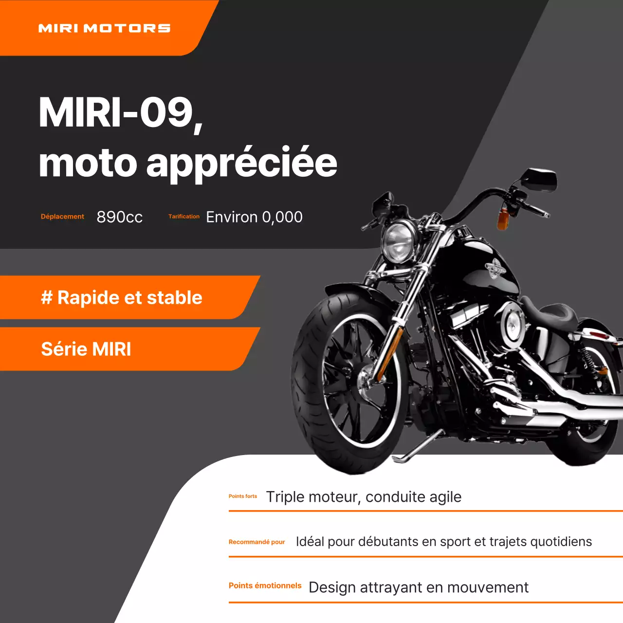 Publicité pour une moto moderne orange