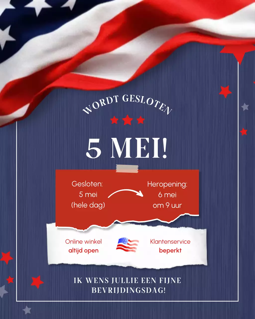 rode traditionele vakantieaankondiging