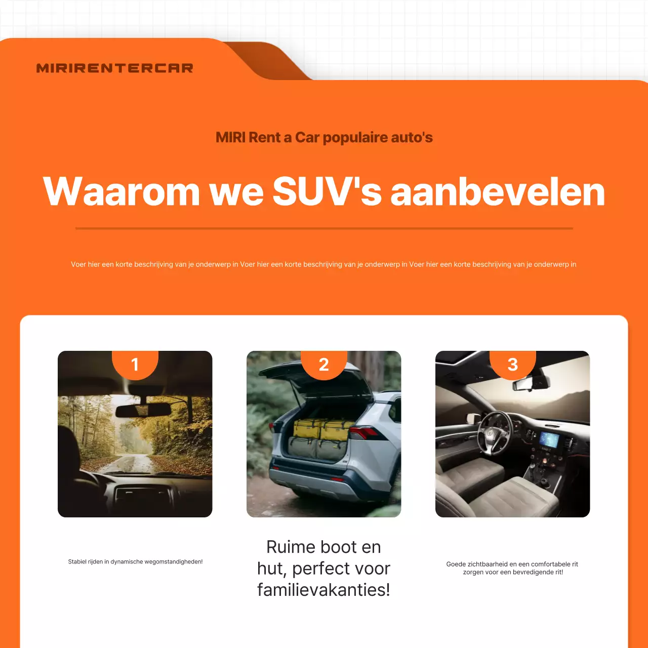 Oranje moderne auto-advertentie