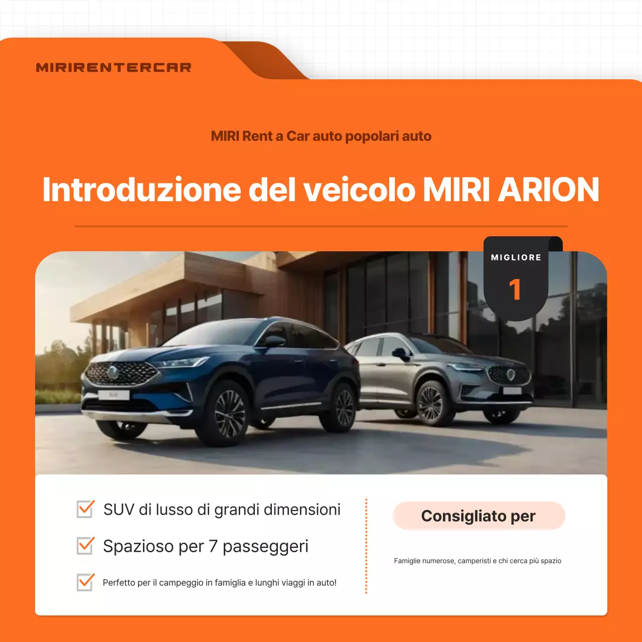 Pubblicità di un'auto moderna arancione