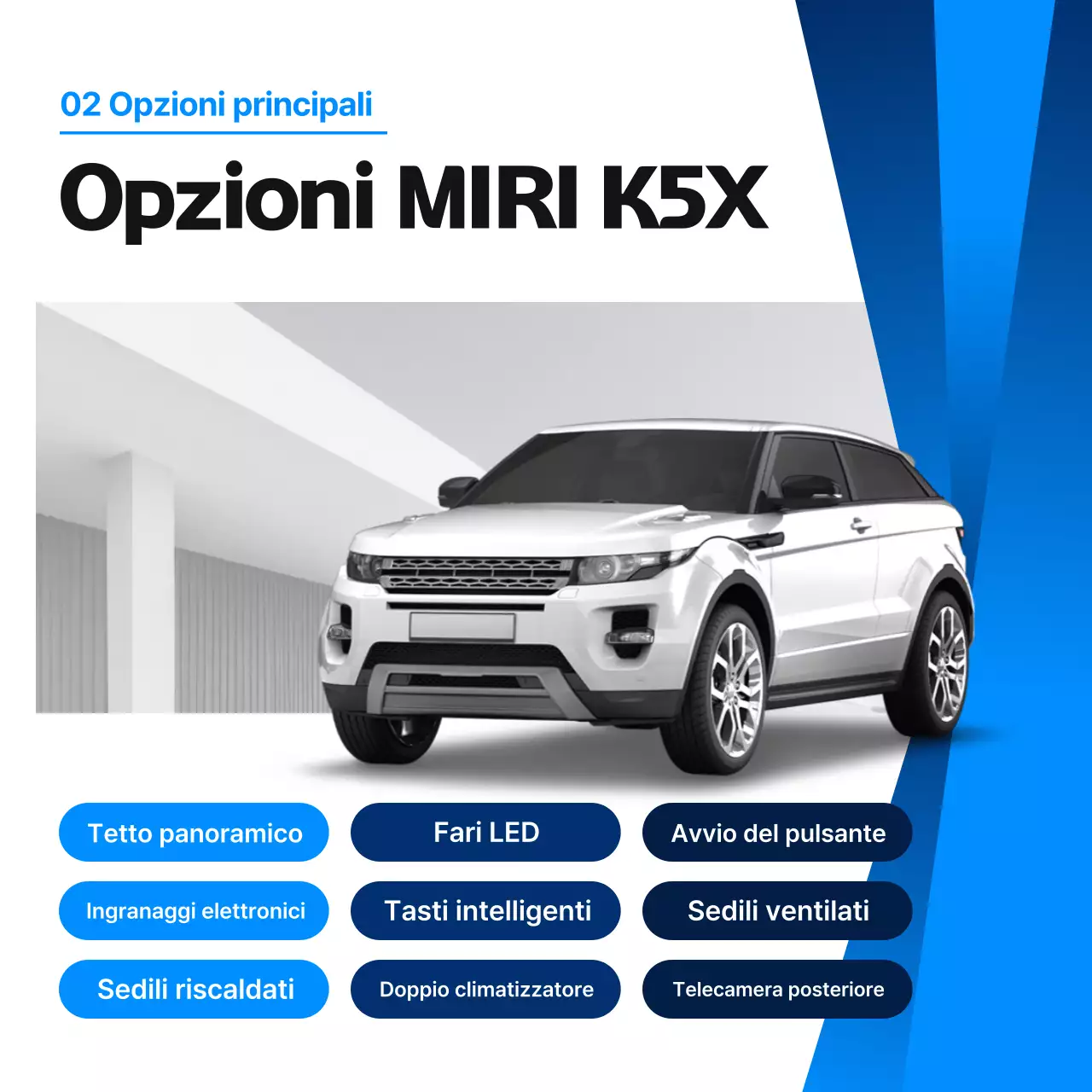 Pubblicità di auto moderna blu