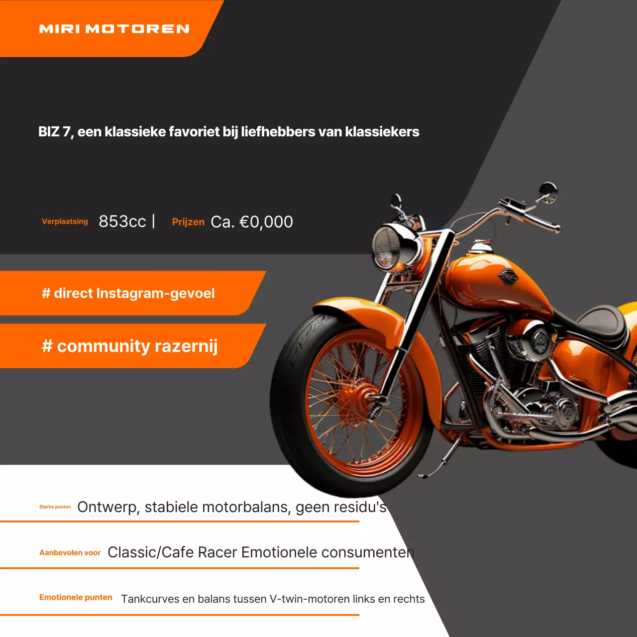 Oranje moderne motorfietsadvertentie