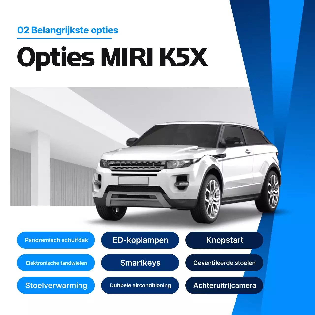 Blauwe moderne auto-advertentie