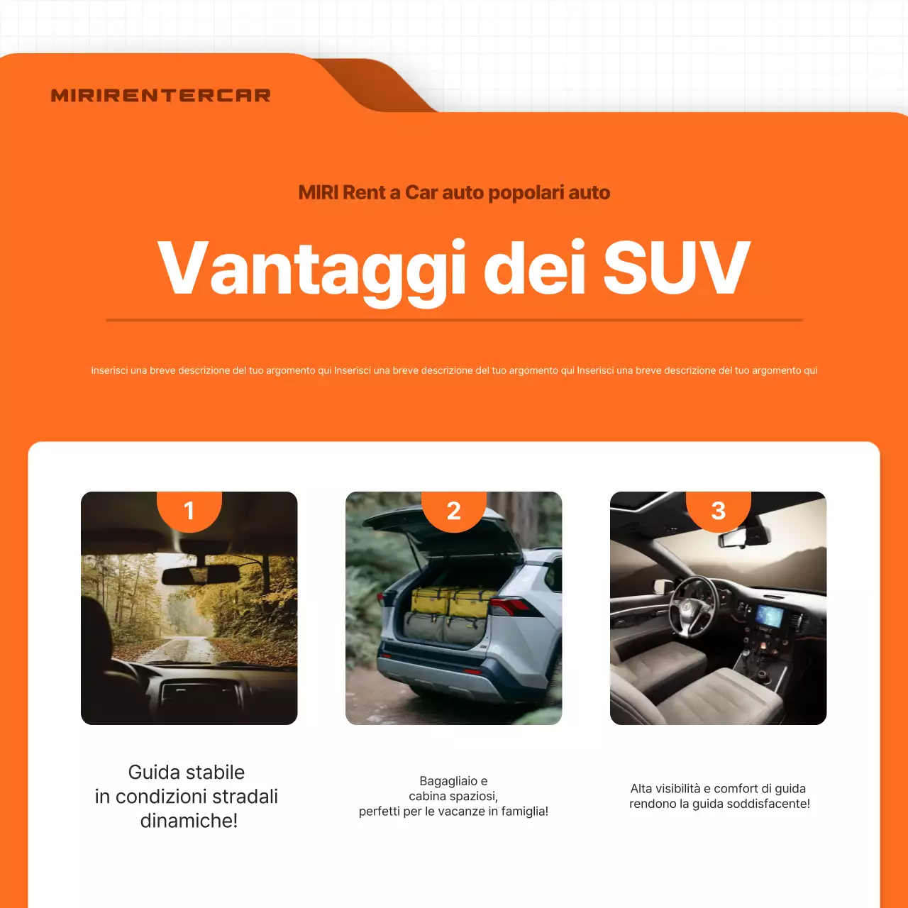 Pubblicità di un'auto moderna arancione